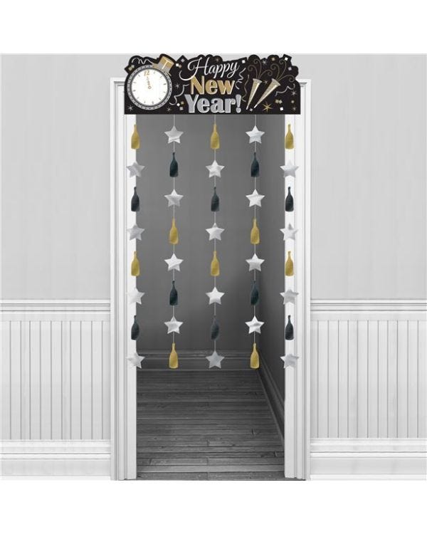 Metallic New Year&#039;s Eve Door Curtain - 1.95m