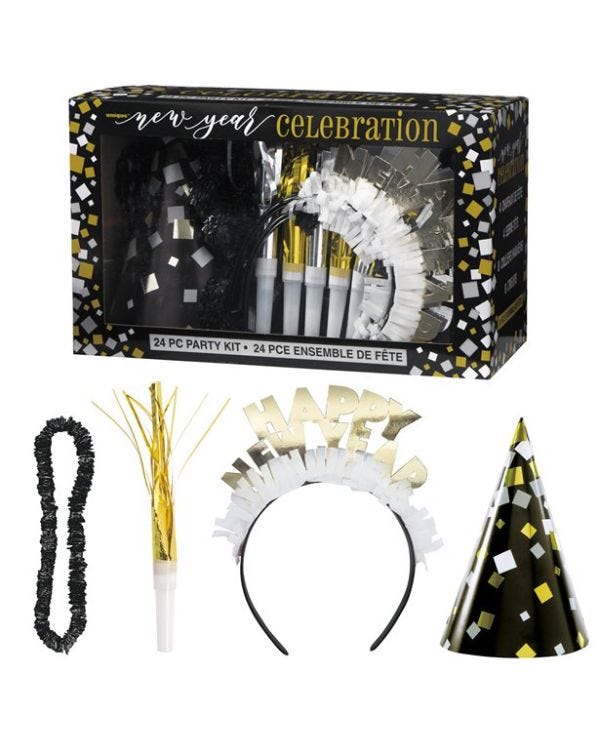 Gold &amp; Silver New Year&#039;s Eve Party Kit for 8 People