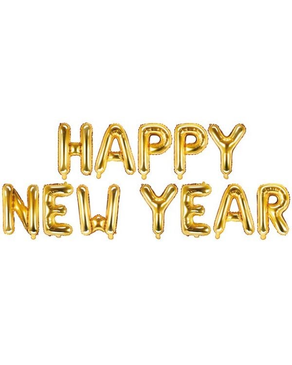 Happy New Year Gold Foil Balloon Bunting