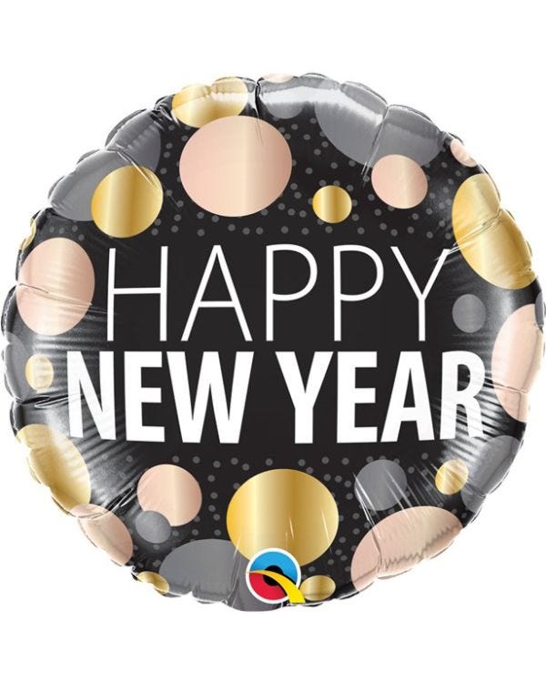 Happy New Year Metallic Dots - 18&quot; Foil