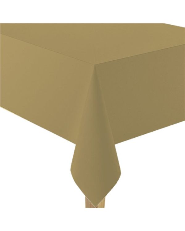 Gold Plastic Tablecover - 274cm x 137cm