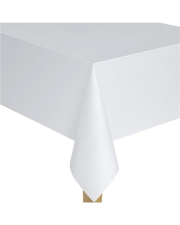 White Plastic Table Cover - 2.8m x 1.4m