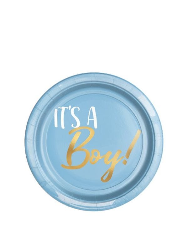 Oh Baby &#039;It&#039;s a Boy&#039; - Plastic Dessert Plates - 18cm (20pk)
