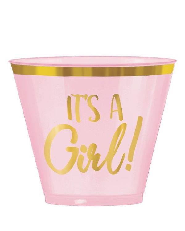 Oh Baby Pink Plastic Tumblers - 266ml (30pk)