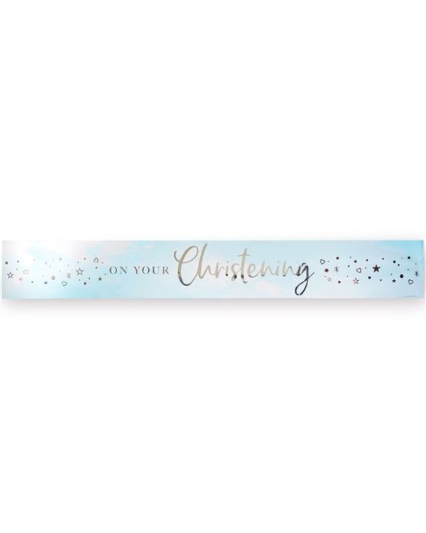 On Your Christening Blue Foil Banner - 2.74m