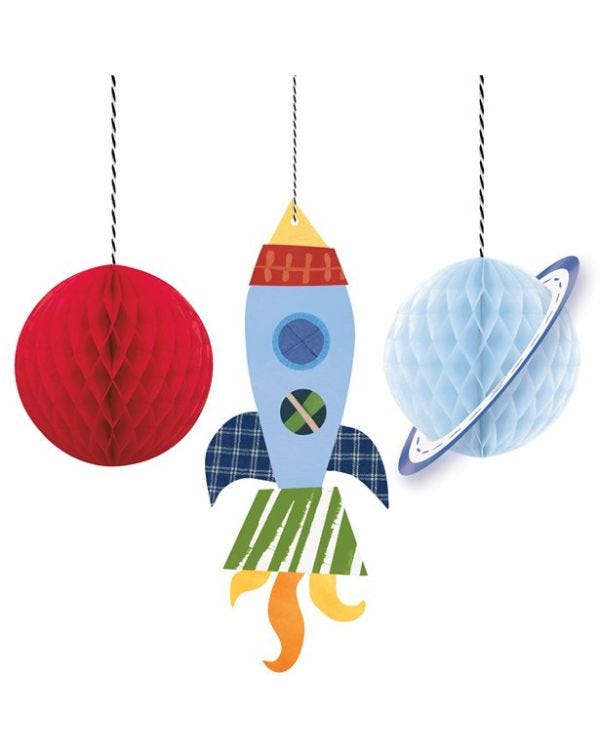 Outer Space Hanging Honeycomb Decorations (3pk)