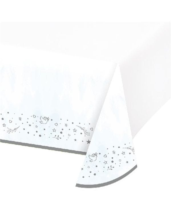 On Your Christening Blue Paper Tablecover - 2.4 x 1.37m