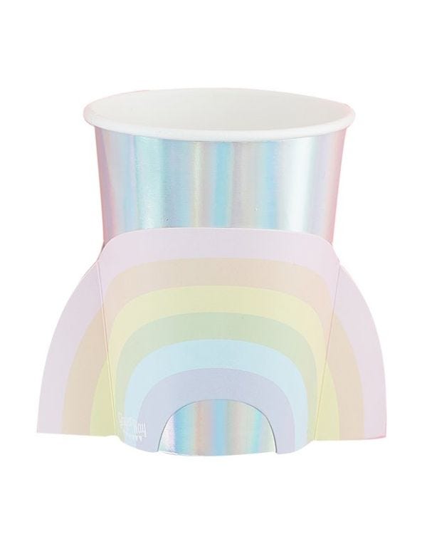 Iridescent Rainbow Paper Cups - 255ml (8pk)