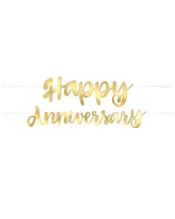 Happy Anniversary Gold Paper Banner - 1.8m