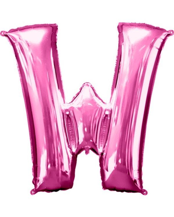 Pink Letter W Balloon - 34&quot; Foil