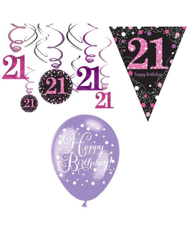 21st Pink Celebration Decorating Kit - Value
