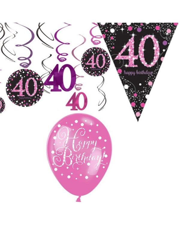 40th Pink Celebration Decorating Kit - Value