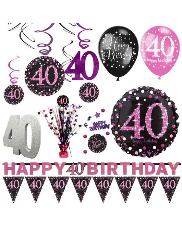 40th Pink Celebration Decorating Kit - Premium