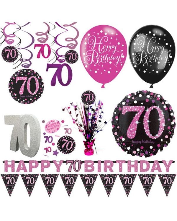 70th Pink Celebration Decorating Kit - Premium