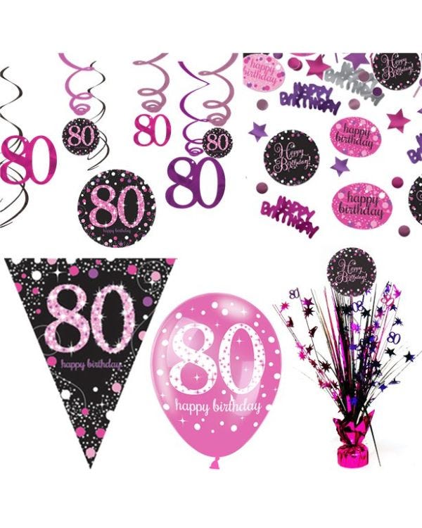 80th Pink Celebration Decorating Kit - Deluxe