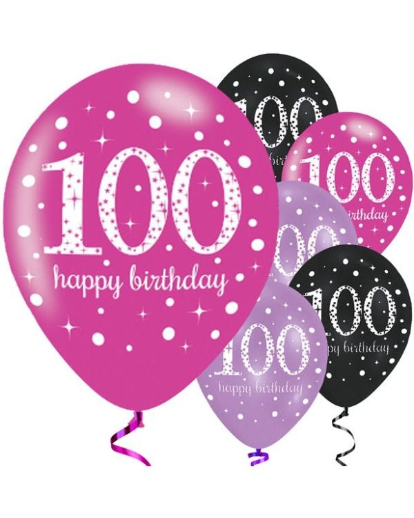Happy 100th Birthday Pink Mix Latex Balloons - 11&quot;