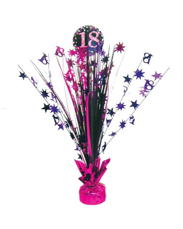 Pink Age 18 Foil Table Centrepiece - 46cm