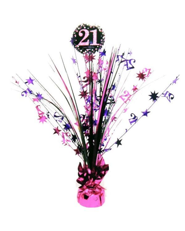 Pink Age 21 Table Centrepiece - 46cm