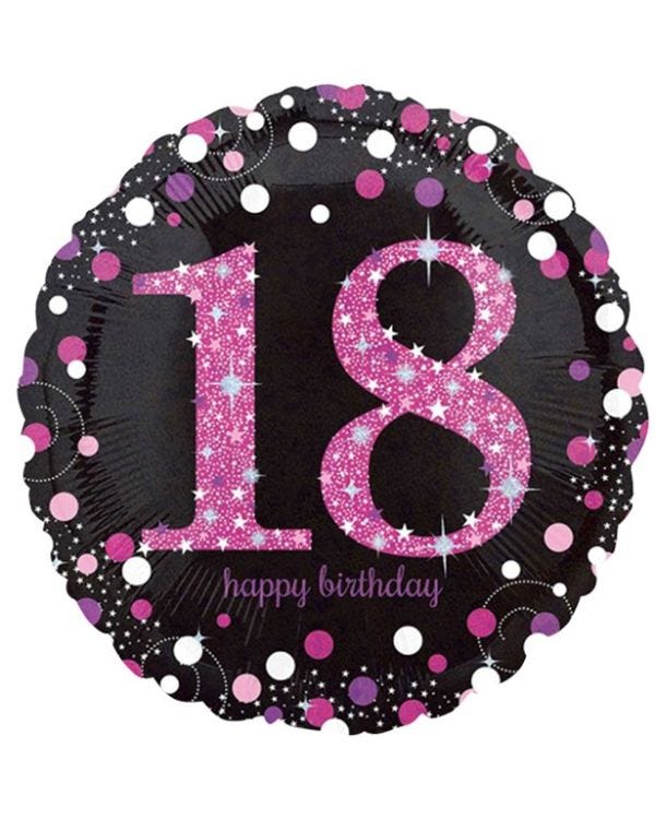 Happy 18th Birthday Pink Holographic Foil Balloon - 18&quot;