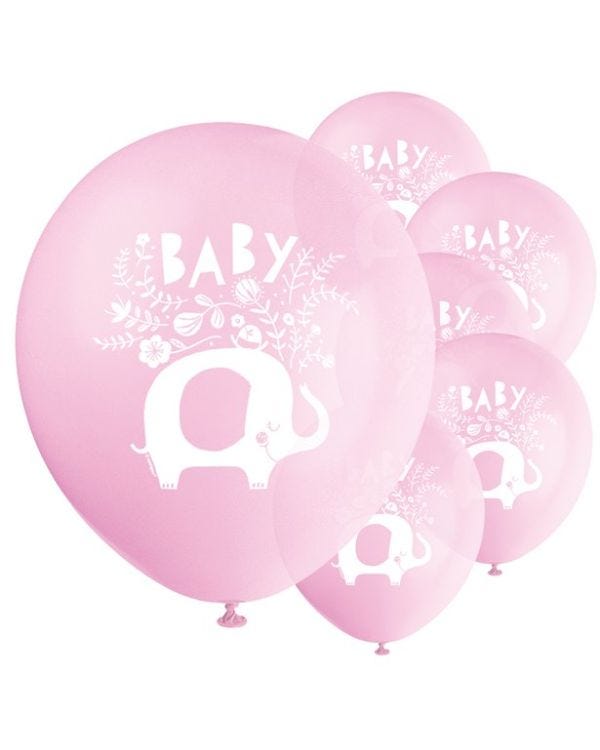 Pink Floral Elephant Latex Balloons - 12&quot; (8pk)