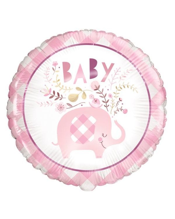 Pink Floral Elephant Foil Balloon - 18&quot;