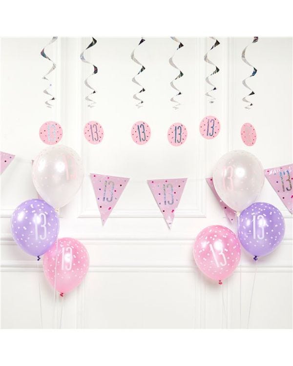 Pink 13th Birthday Value Decoration Kit