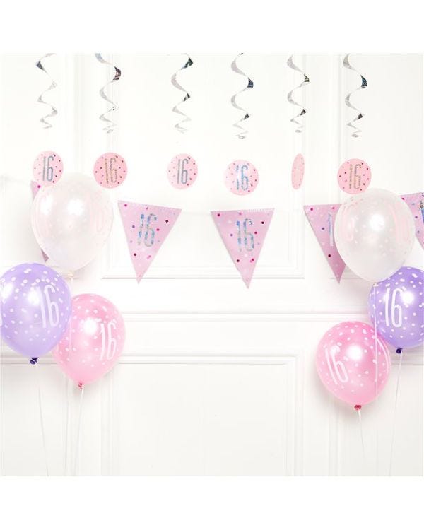 Pink 16th Birthday Value Decoration Kit