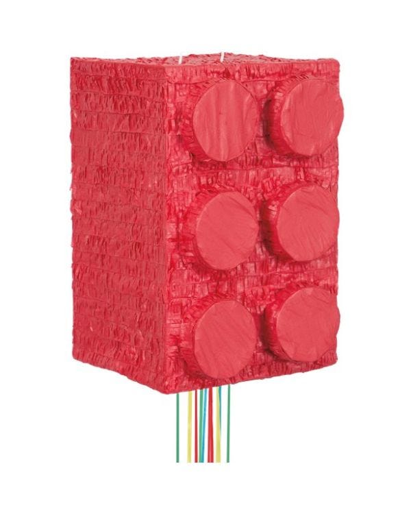Red Building Block 3D Pull Piñata - 55cm x 38cm