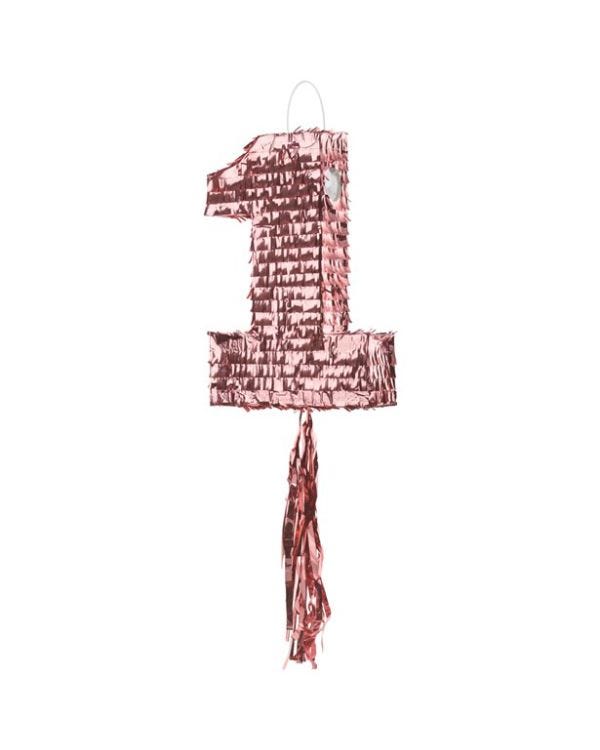 Age 1 Rose Gold Fringe Piñata - 40cm x 28cm
