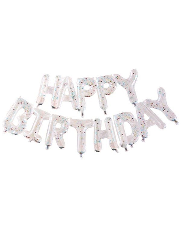 Rainbow Confetti Happy Birthday Balloon Bunting