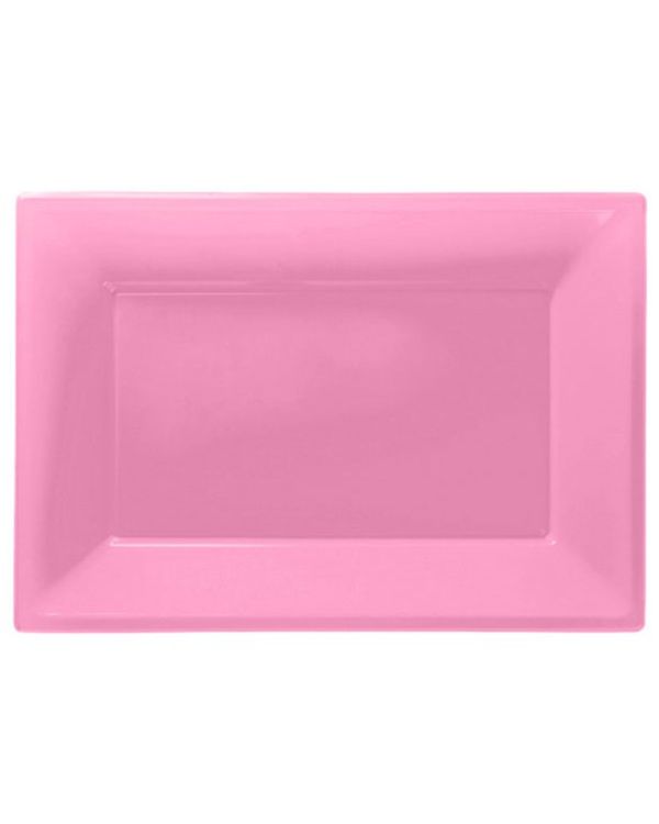 Baby Pink Plastic Serving Platters - 23cm x 32cm (3pk)