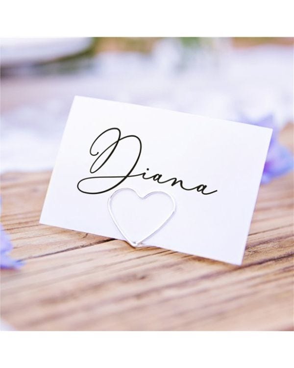 Silver Heart Place Card Holders (10pk)