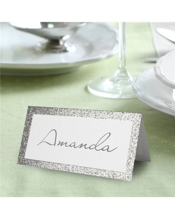 Silver Glitter Place Cards (50pk)