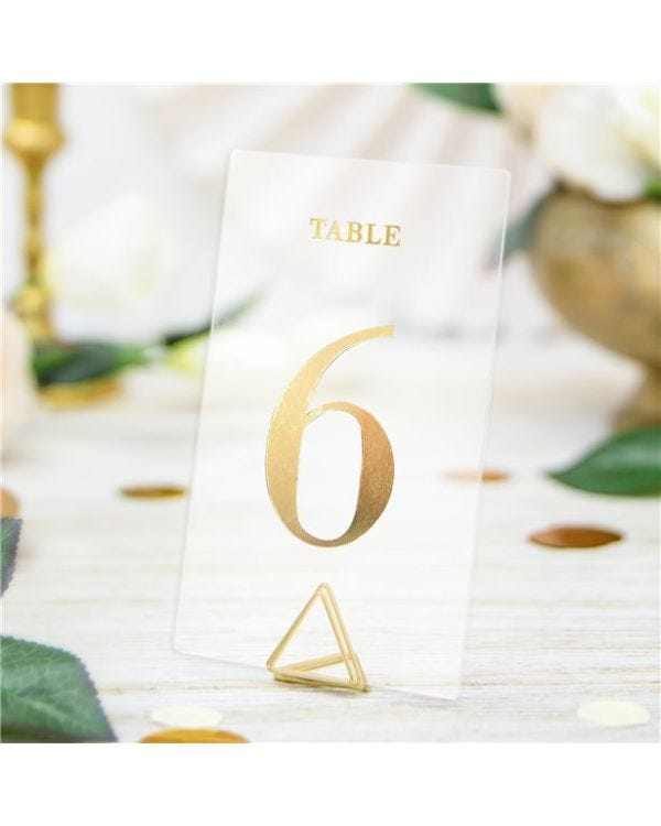 Transparent Gold Table Numbers - 1-20 (20pk)
