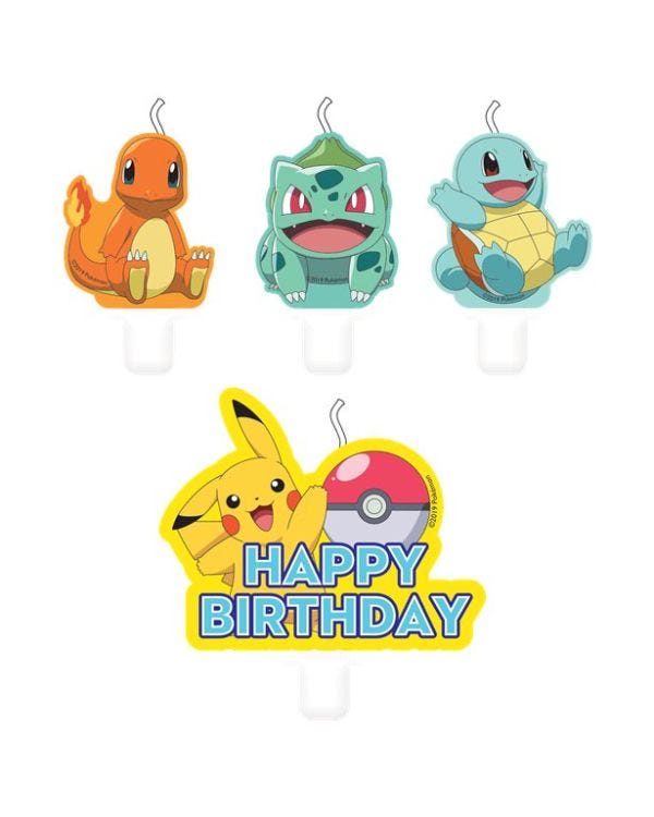 Pokémon Birthday Candles - 6cm (4pk)