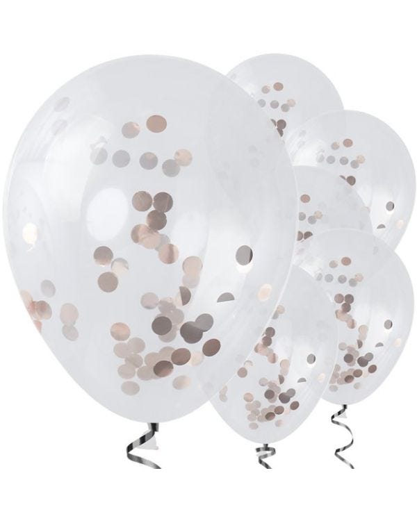 Pick &amp; Mix Rose Gold Confetti Latex Balloons - 12&quot; (5pk)