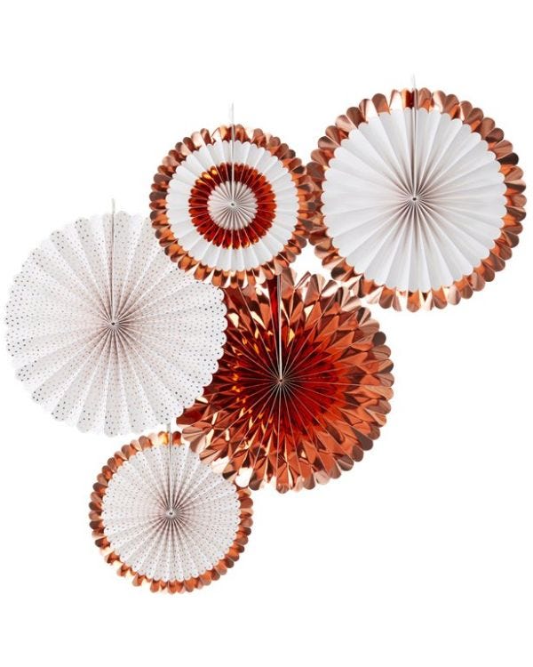 Pick &amp; Mix Rose Gold Fan Decorations (5pk)