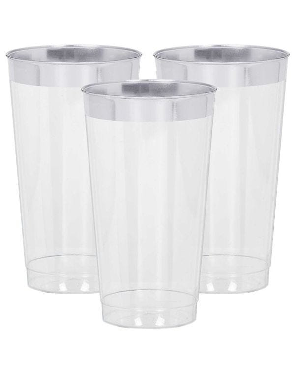 Premium Silver Trim Plastic Tumbler - 454ml (16pk)