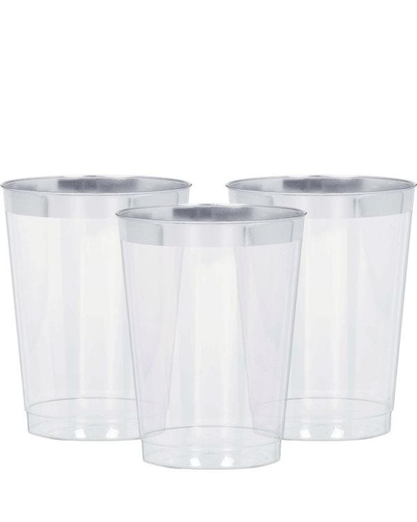 Premium Silver Trim Plastic Tumbler - 295ml (20pk)
