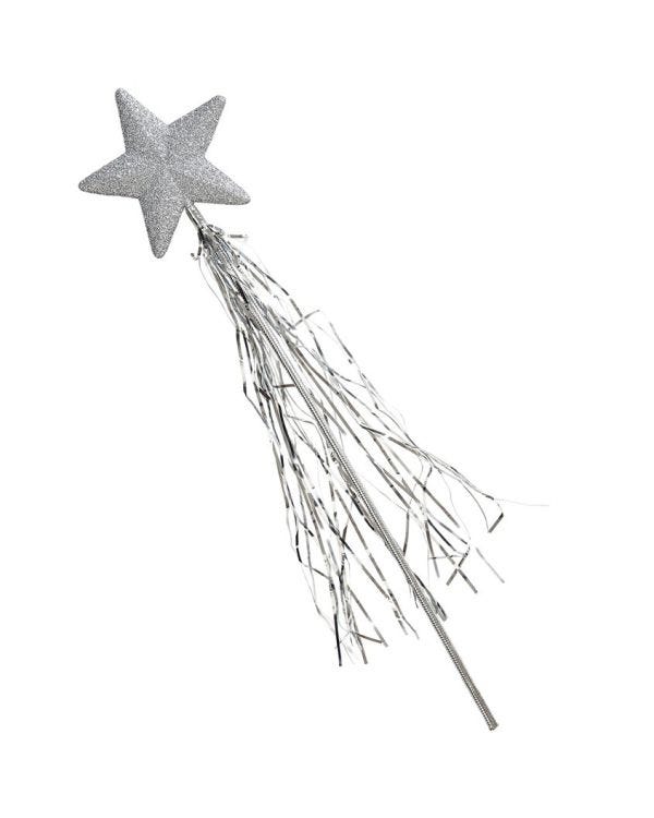 Silver Glitter Wand with Tinsel