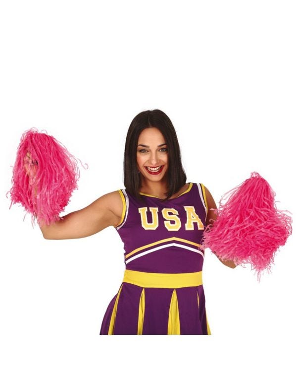 Pink Cheerleading Pom Poms - Standard