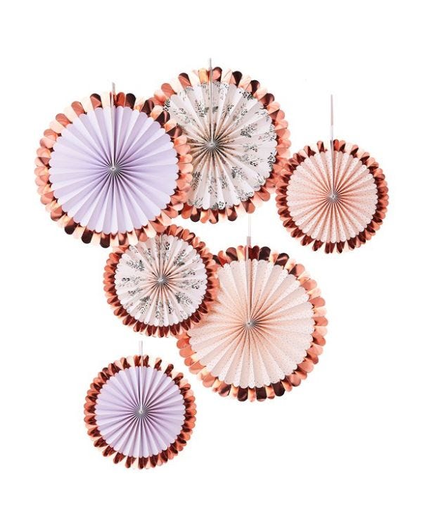 Rose Gold Floral Fan Decoration Kit (6pk)