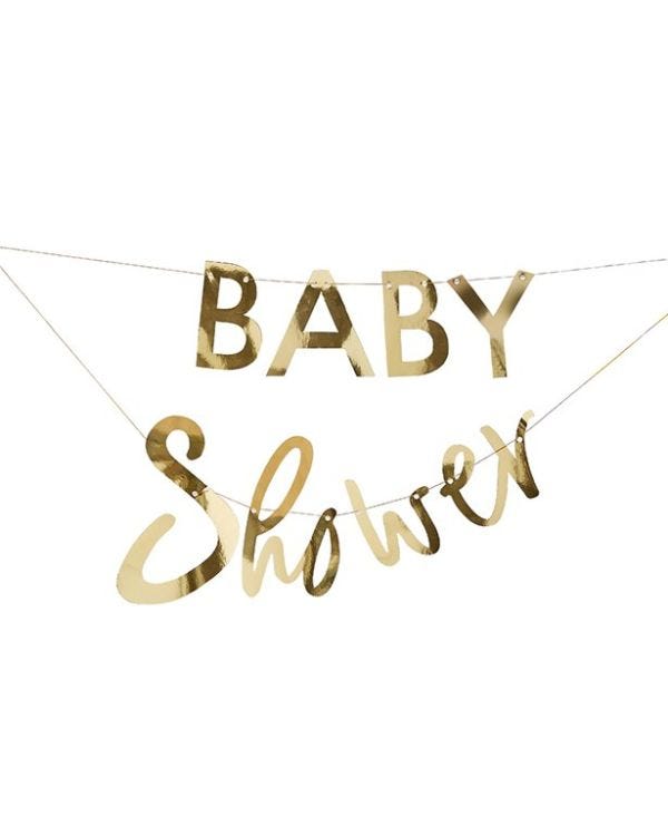 Gender Reveal Gold Baby Shower Balloon &amp; Bunting Kit