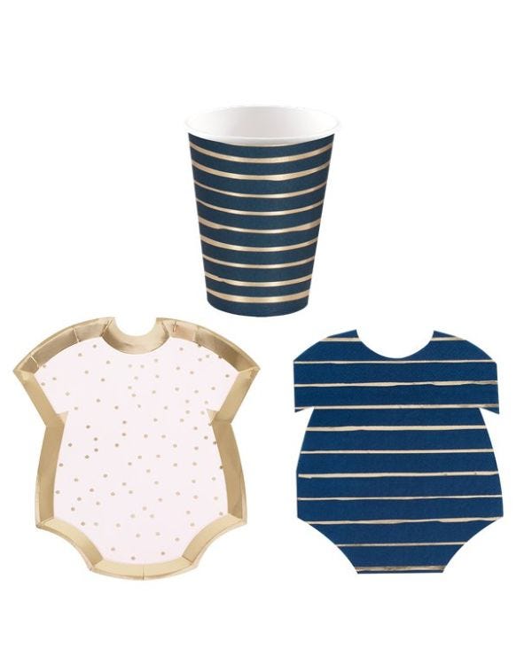 Gender Reveal Navy &amp; Pink - Value Party Pack for 8
