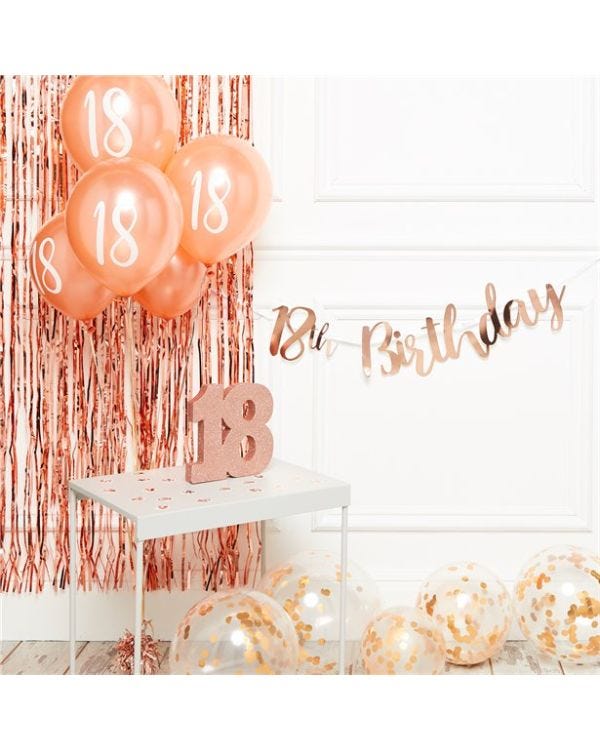 18th Birthday Rose Gold Decoration Kit - Deluxe