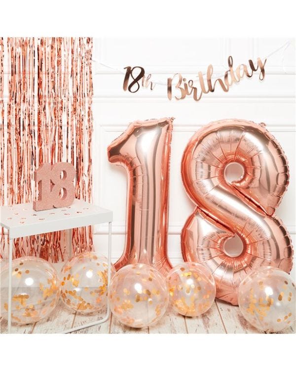 18th Birthday Rose Gold Decoration Kit - Premium