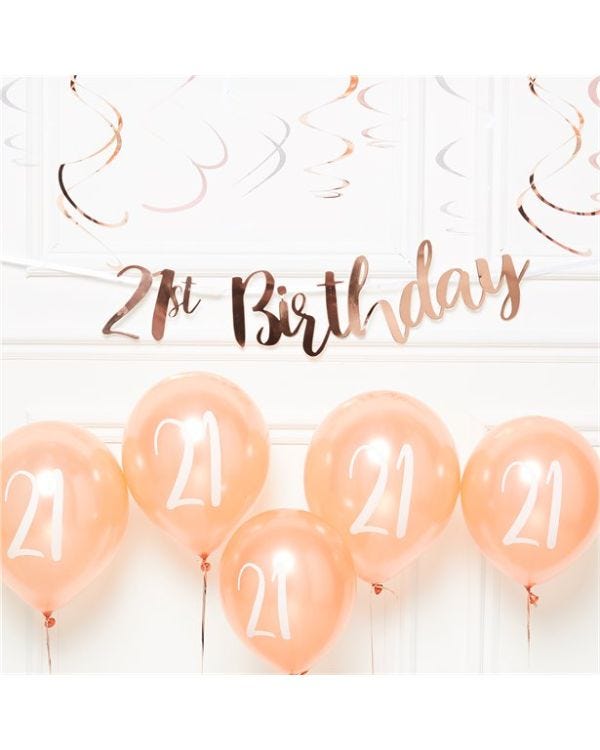 21st Birthday Rose Gold Decoration Kit - Value