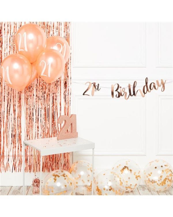 21st Birthday Rose Gold Decoration Kit - Deluxe