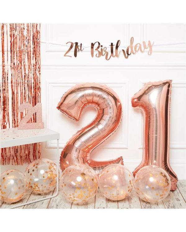 21st Birthday Rose Gold Decoration Kit - Premium