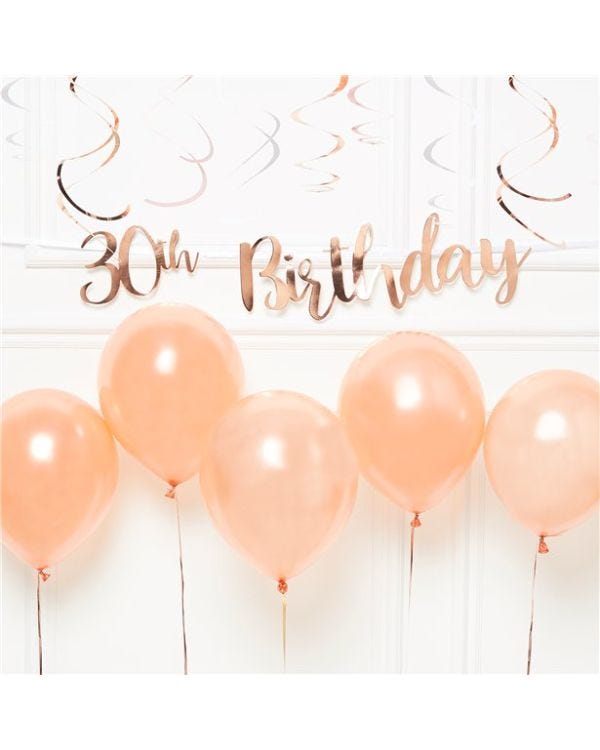 30th Birthday Rose Gold Decoration Kit - Value